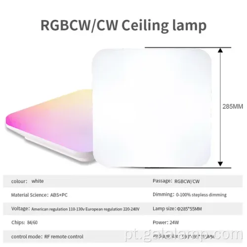 Smart RGBW Luz de teto diminuído com controle remoto